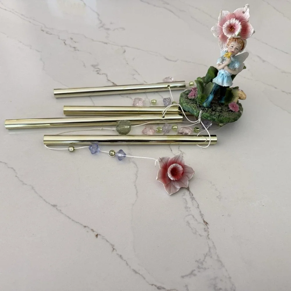 Fantasy Fairy Wind Chime Resin & Metal Garden Patio Pixies Tribal Fairy Elf